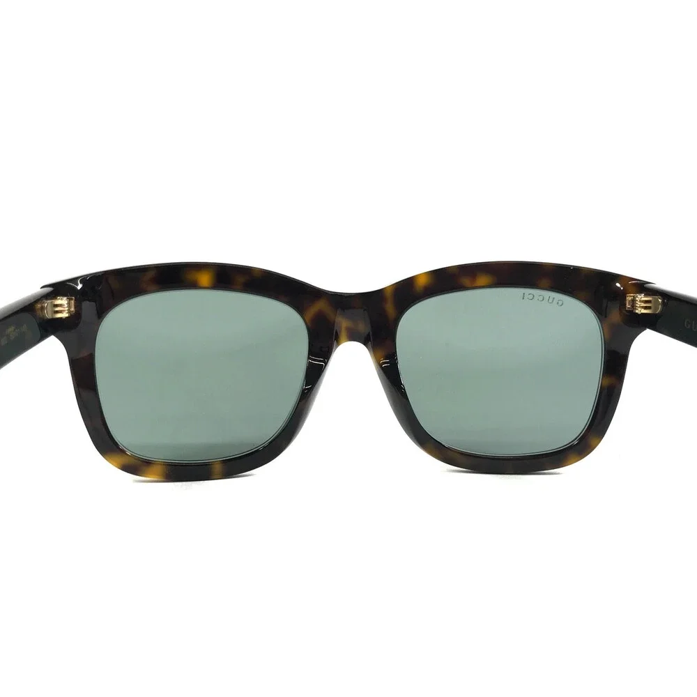 Gucci Sunglasses GG0326S 002 Dark Tortoise Square Frames with Light Green Lenses